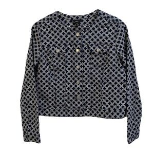 intro Cropped Jacket Navy and White Size PL
